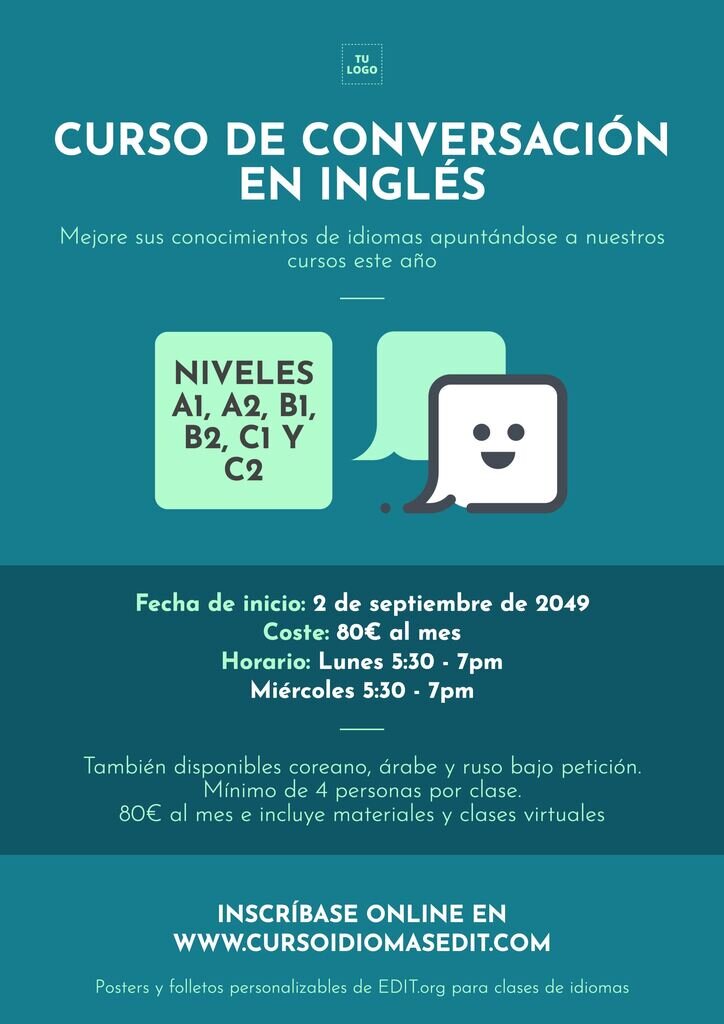 Designs para anúncios de aula e cursos de idiomas