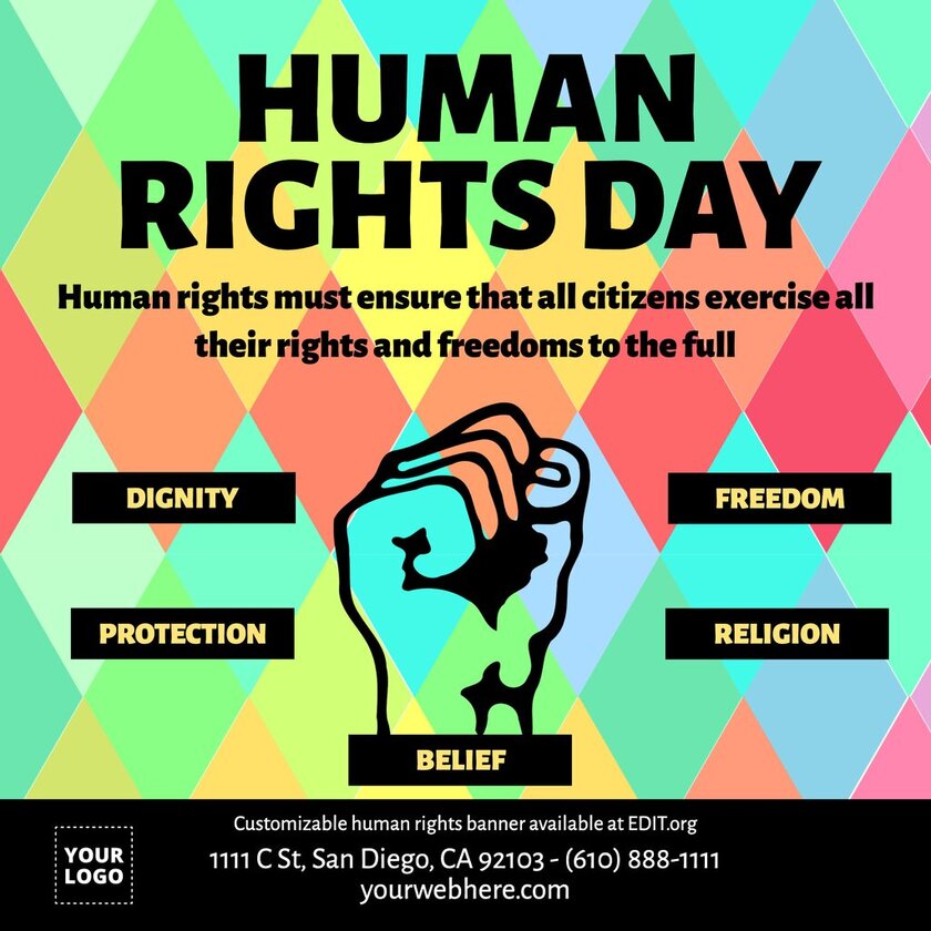 Editable human equality poster to print