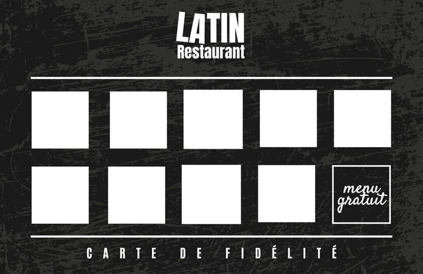 modèle de carte de fidélité éditable noire et blanche pour restaurant
