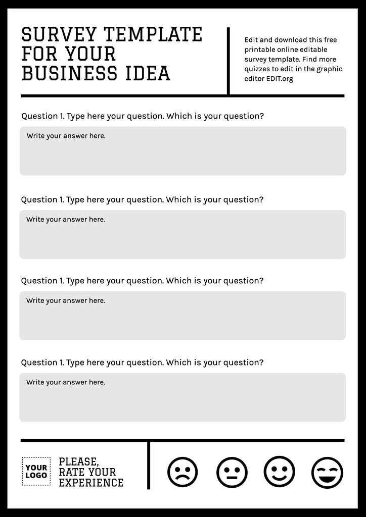Survey template for free to edit online, download and print