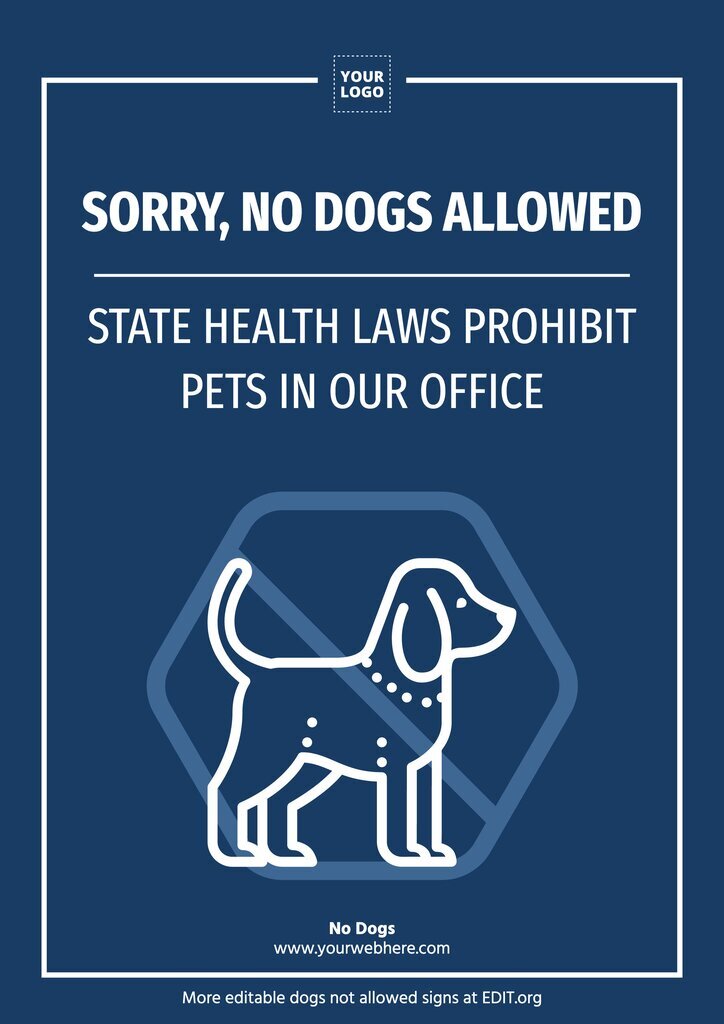 Cartello di divieto per cani per uffici, da stampare