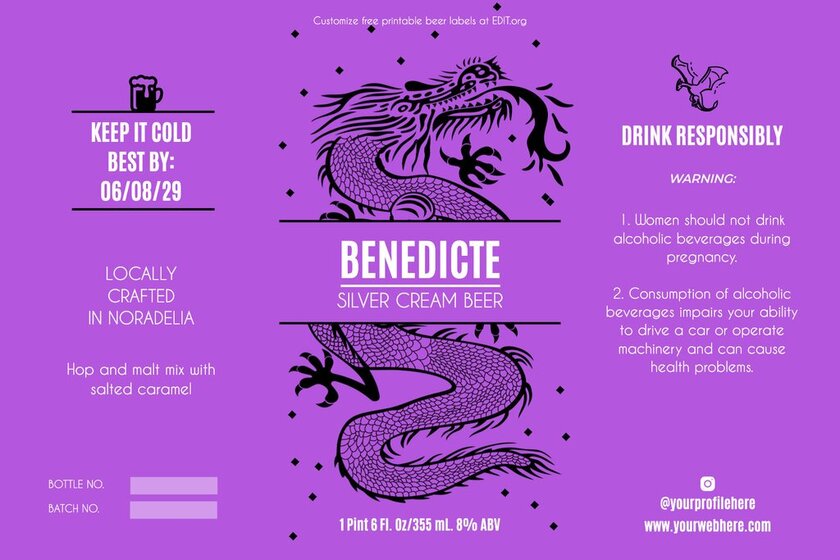 Custom purple craft beer label design