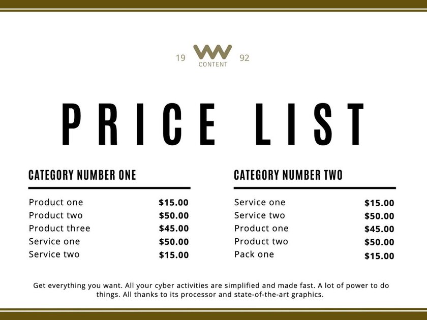 creative price list designs