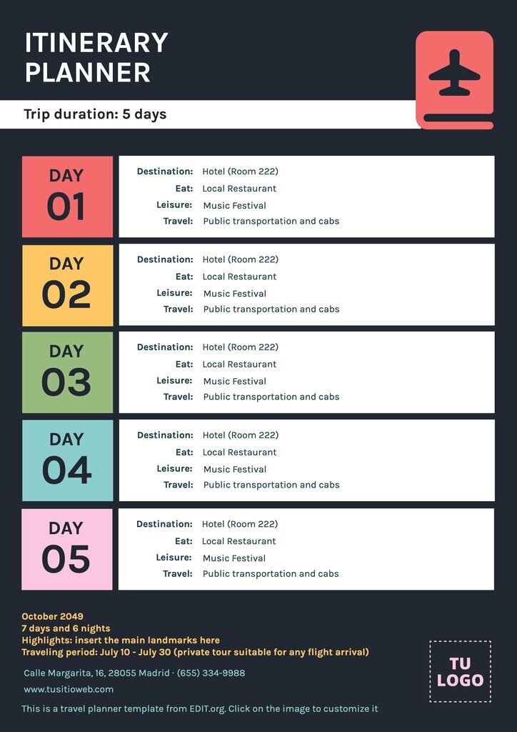 travel itinerary planner