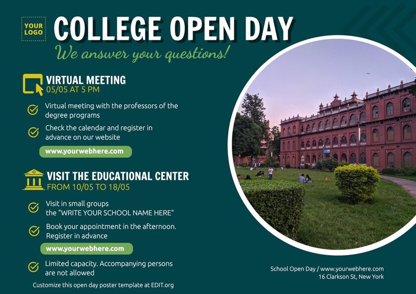 Posters for universities open days to customize online