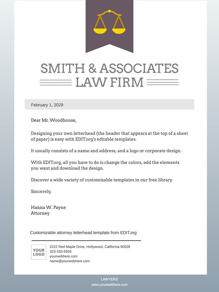 Free attorney letter head design