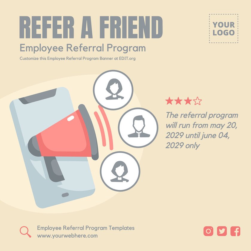 Editable banner employee referral program