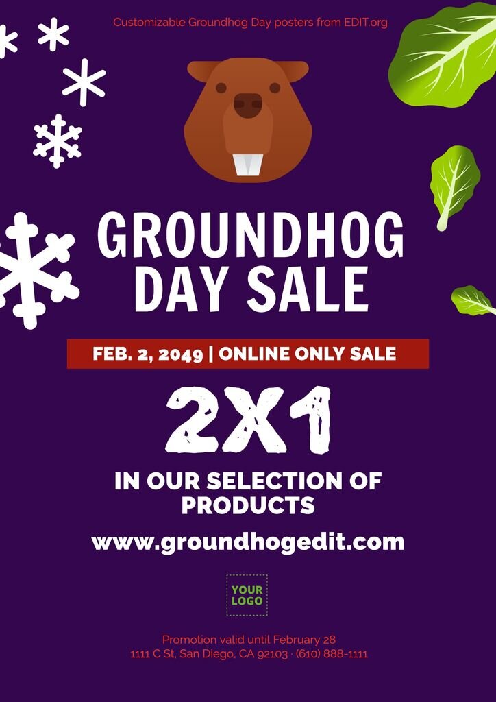 Editable free template for Groundhog Day promotions and events