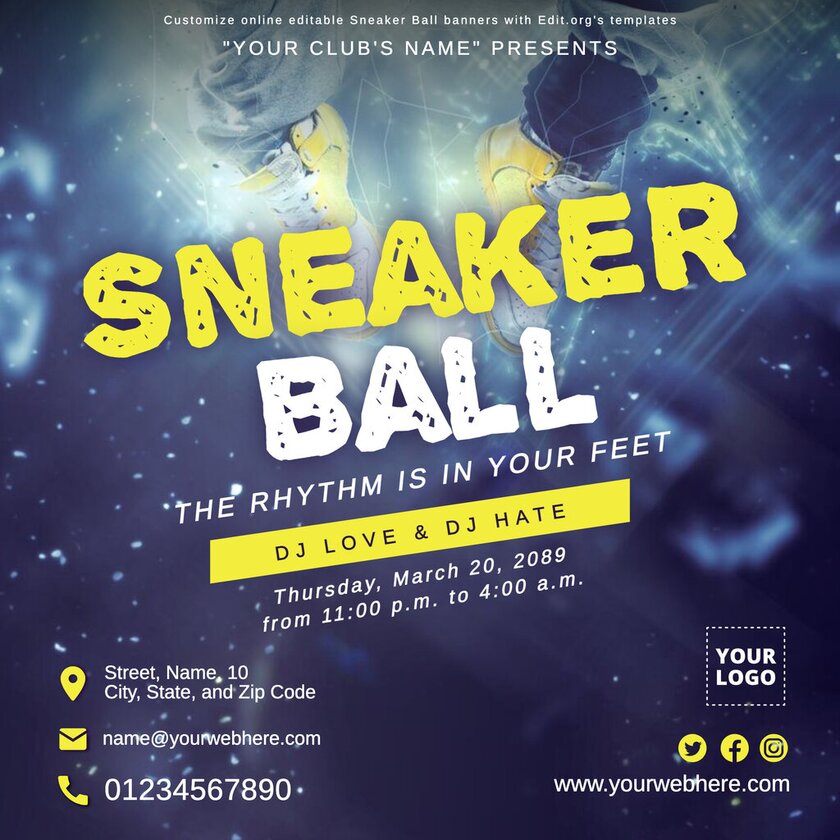 Editable Sneaker Ball event template to edit online