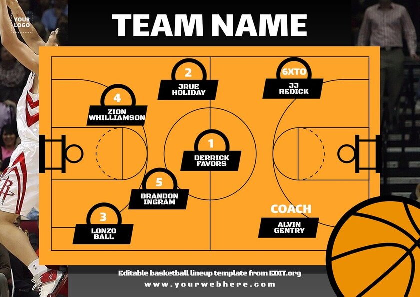 Basketball lineup template to customize online