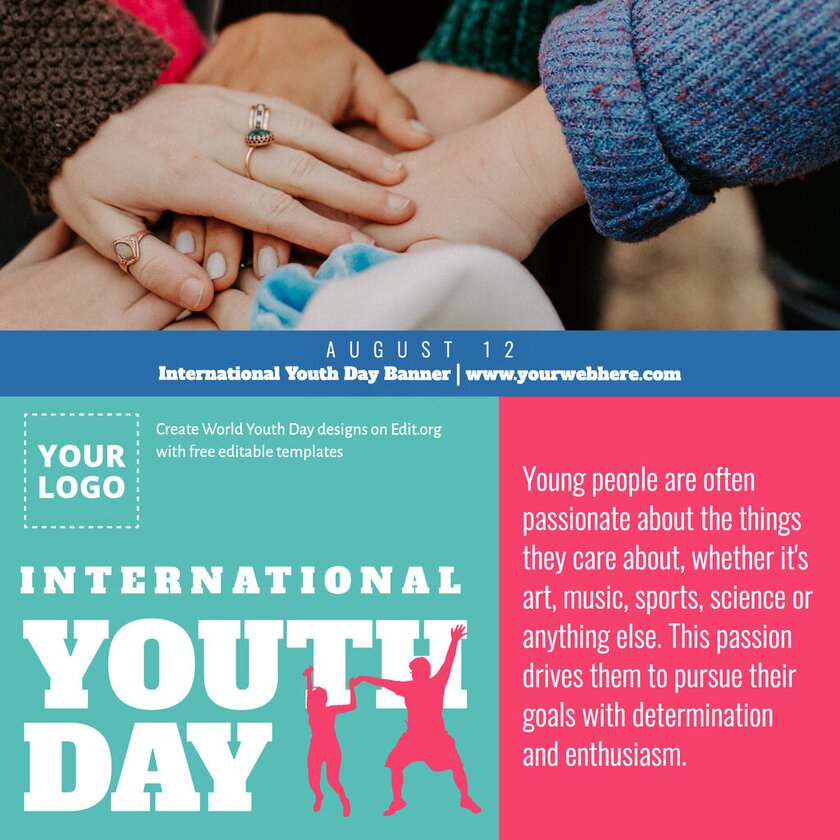 Customizable international youth day banner template