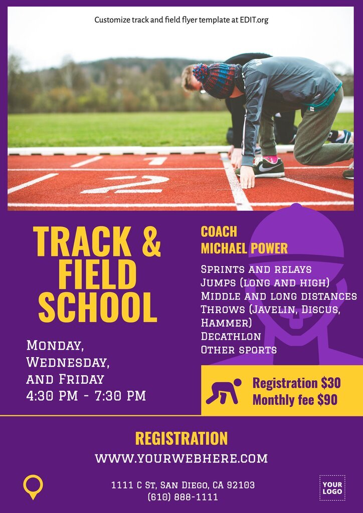 Promotional track and field flyer for classes