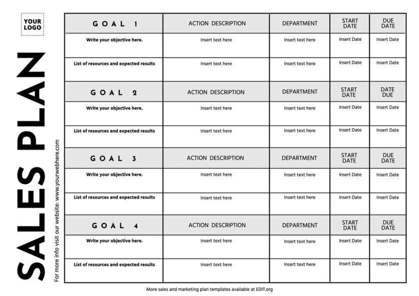 Editable sales plan example to print online