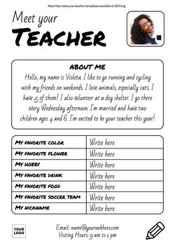 Edit free Meet the Teacher templates to print