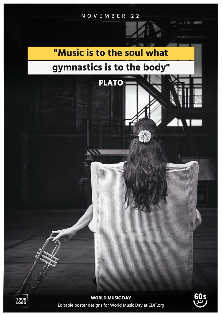 Printable poster of Music Day with quote