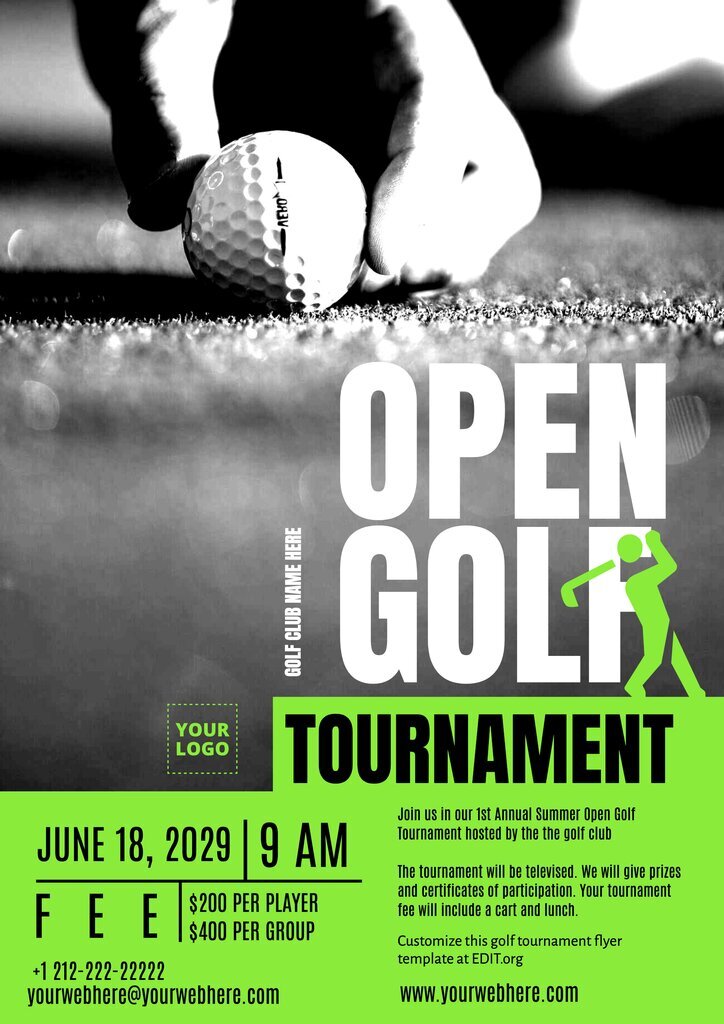 Customizable golf outing flyer template and examples