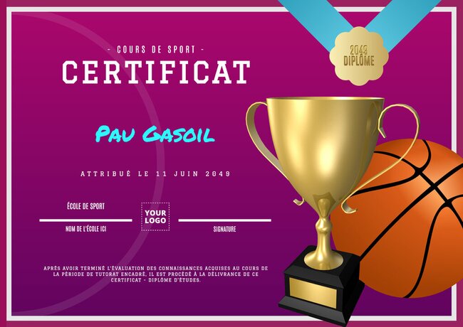 Modèles gratuits de certificats sportifs