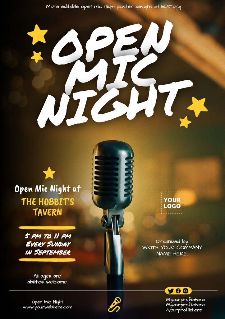 Open mic poster template free to customize