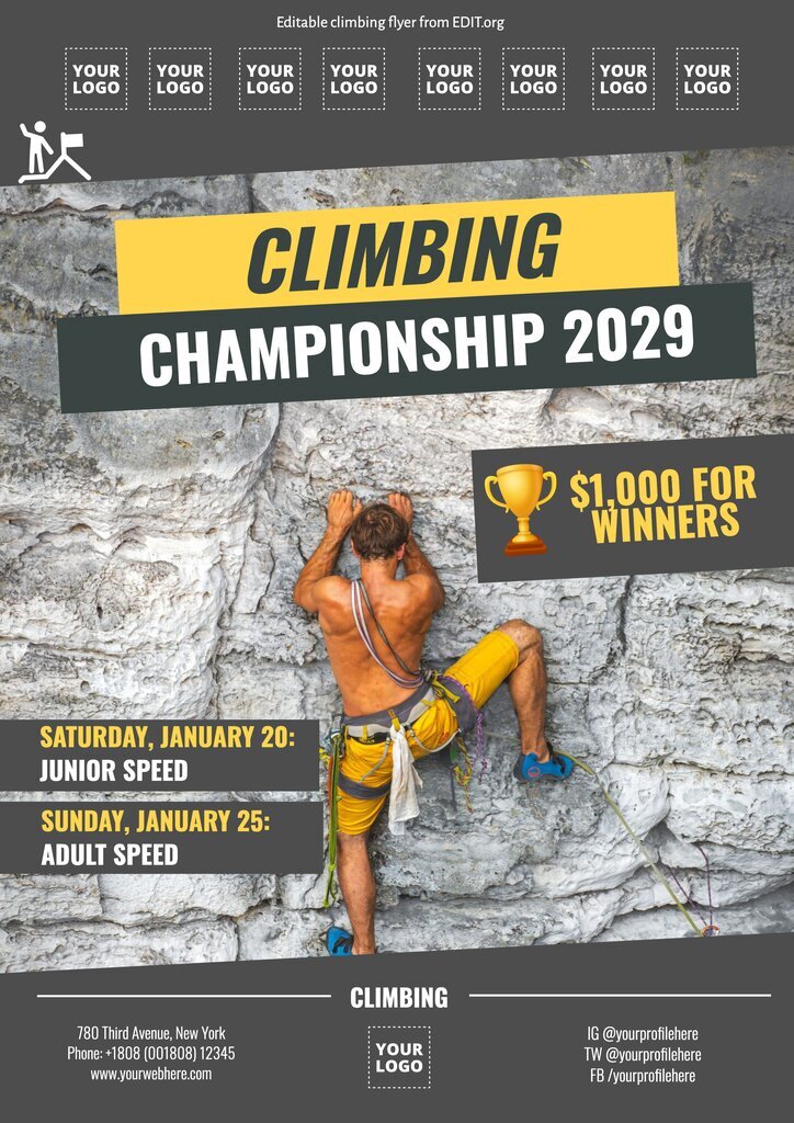 Customizable flyer template for bouldering