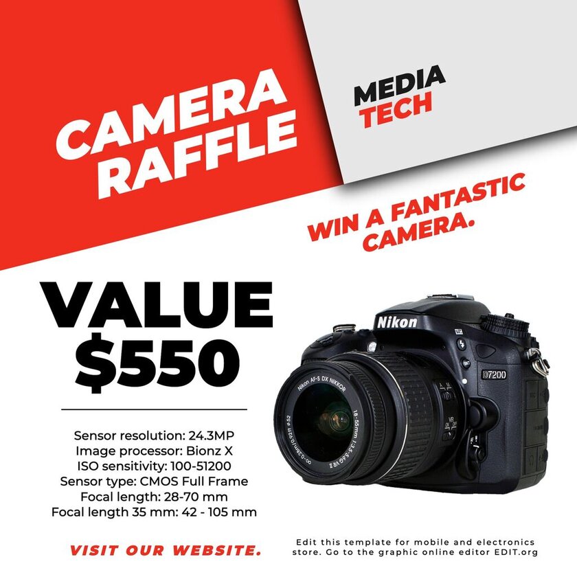 Template for a camera contest for electronics and photo stores