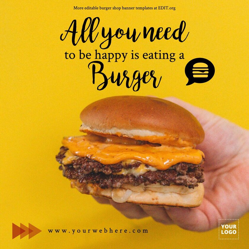 Customizable burger shop banner for restaurants
