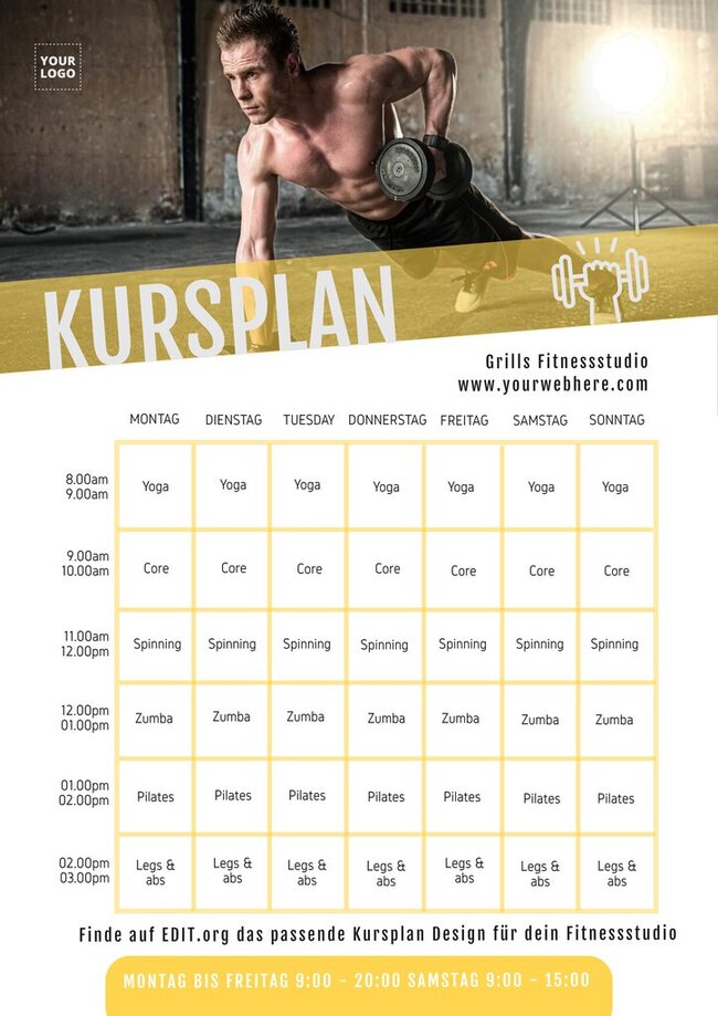 Fitnessstudio Kursplan Online Vorlagen