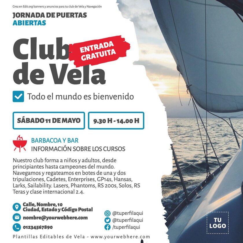 Crea anuncios para tu centro municipal de vela online