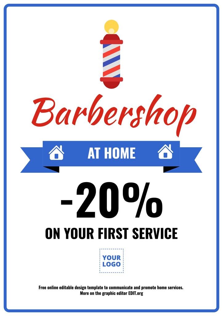 Home barber service poster template to edit online