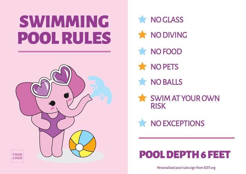 Free custom pool rules sign to print