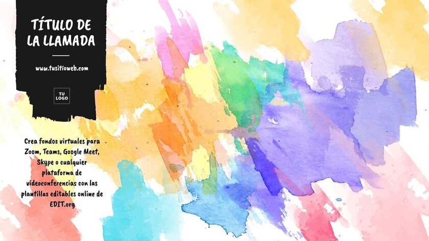 Fondo virtual de arte para zoom, meet o teams con manchas de colores estilo artístico