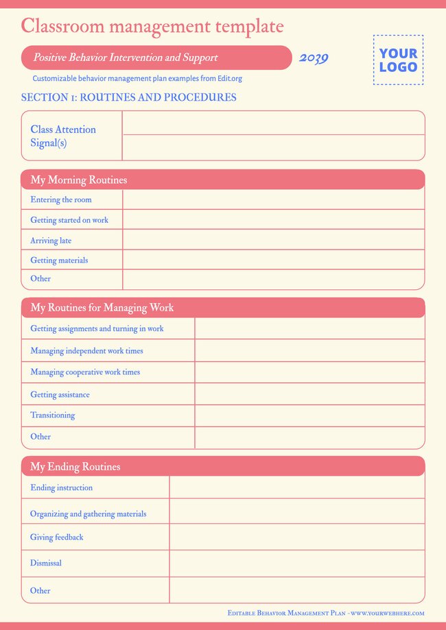 Classroom Behavior Management Plan Examples 9063