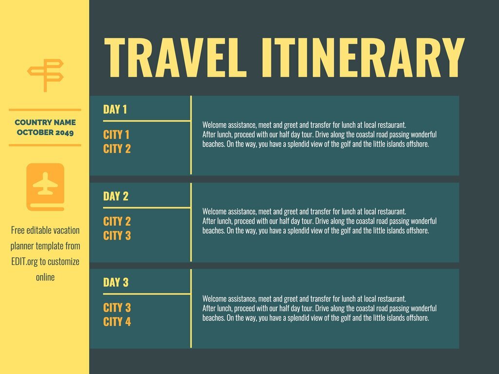 travel itinerary schedule