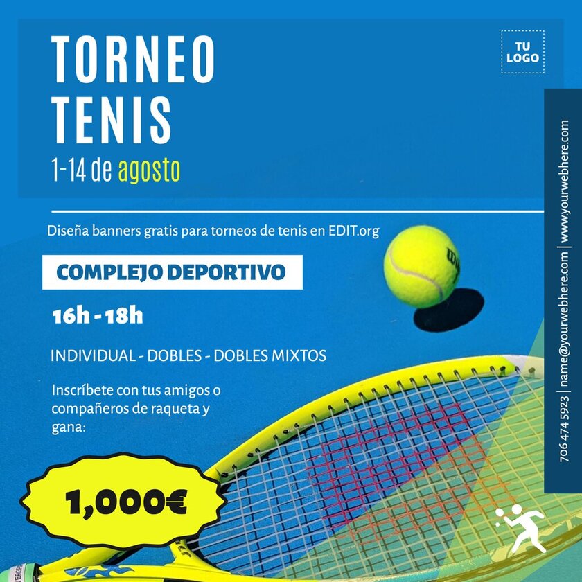 Banners gratis de torneos de tenis para editar