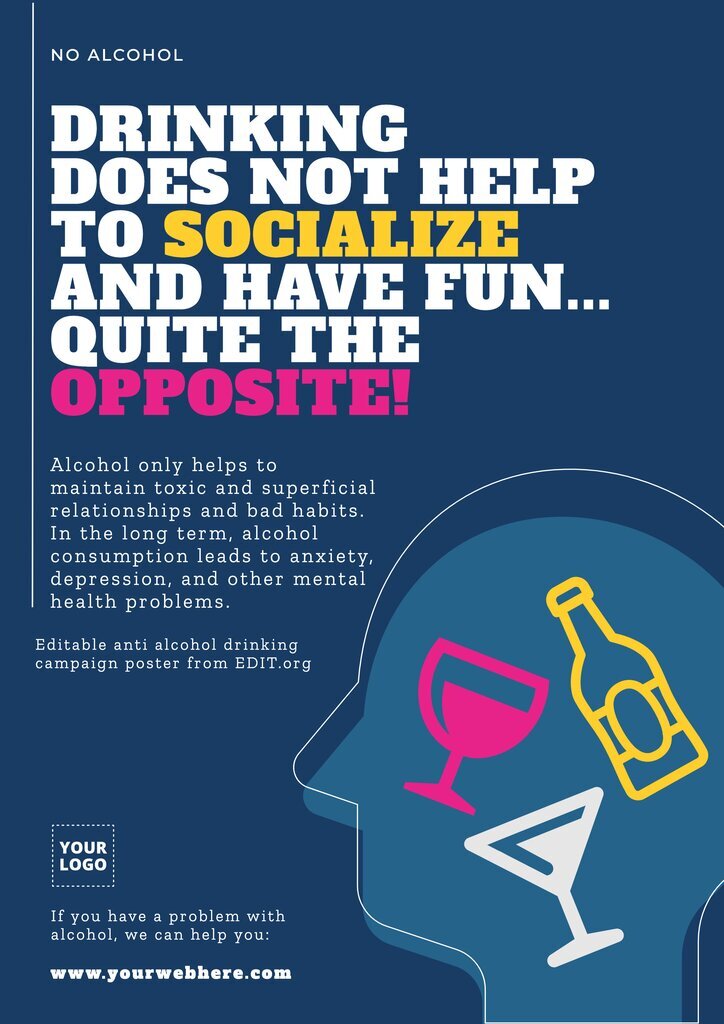 Anti drinking poster to customize online with slogans