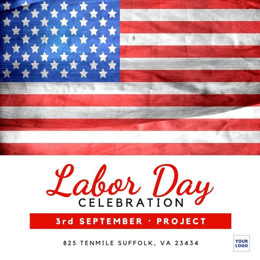 Labor day template with the American flag