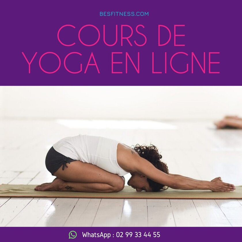 flyer violet de cours de yoga en ligne éditable