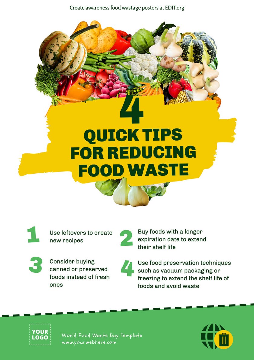 Editable no waste food poster online