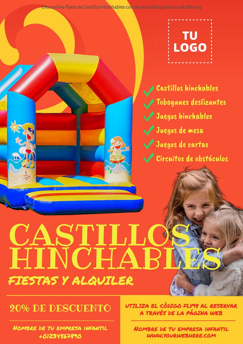 Crea gratis un folleto para servicios de Castillo Inflable