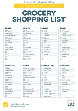 Free Printable Grocery List Templates