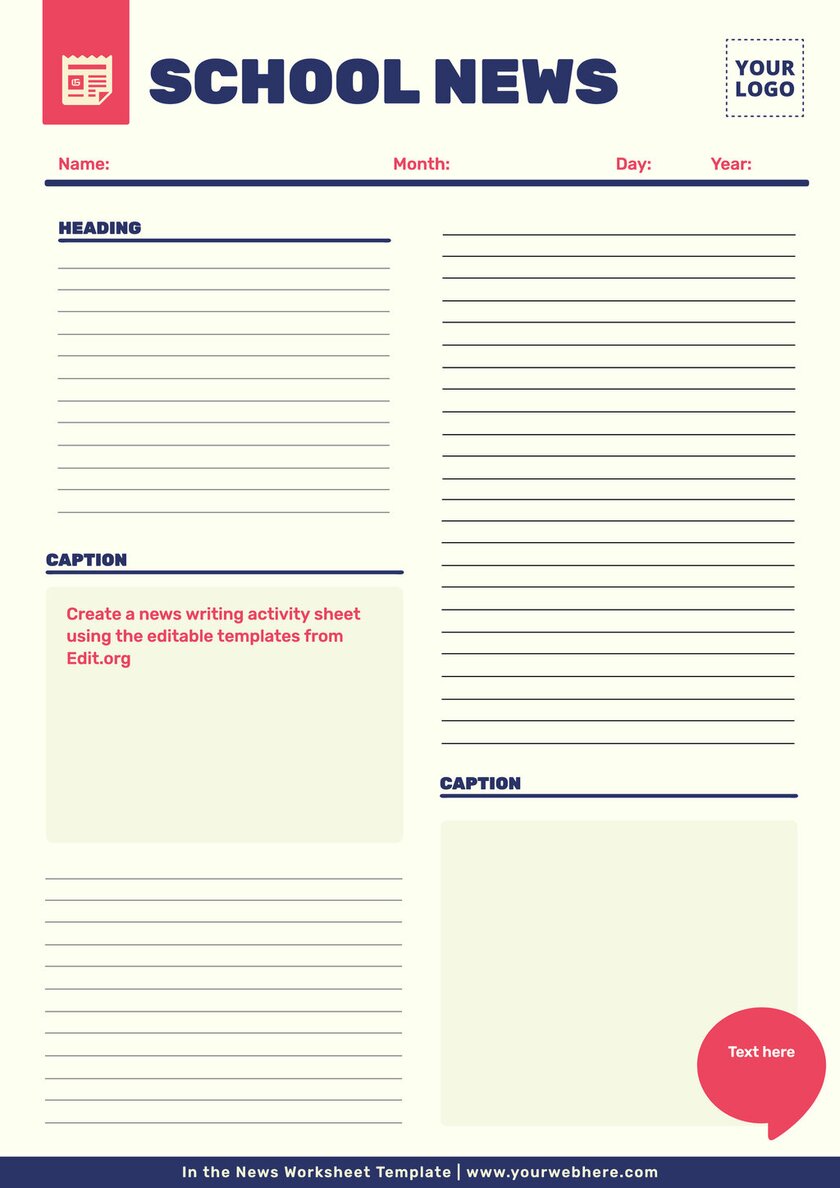Free in the news worksheet template online