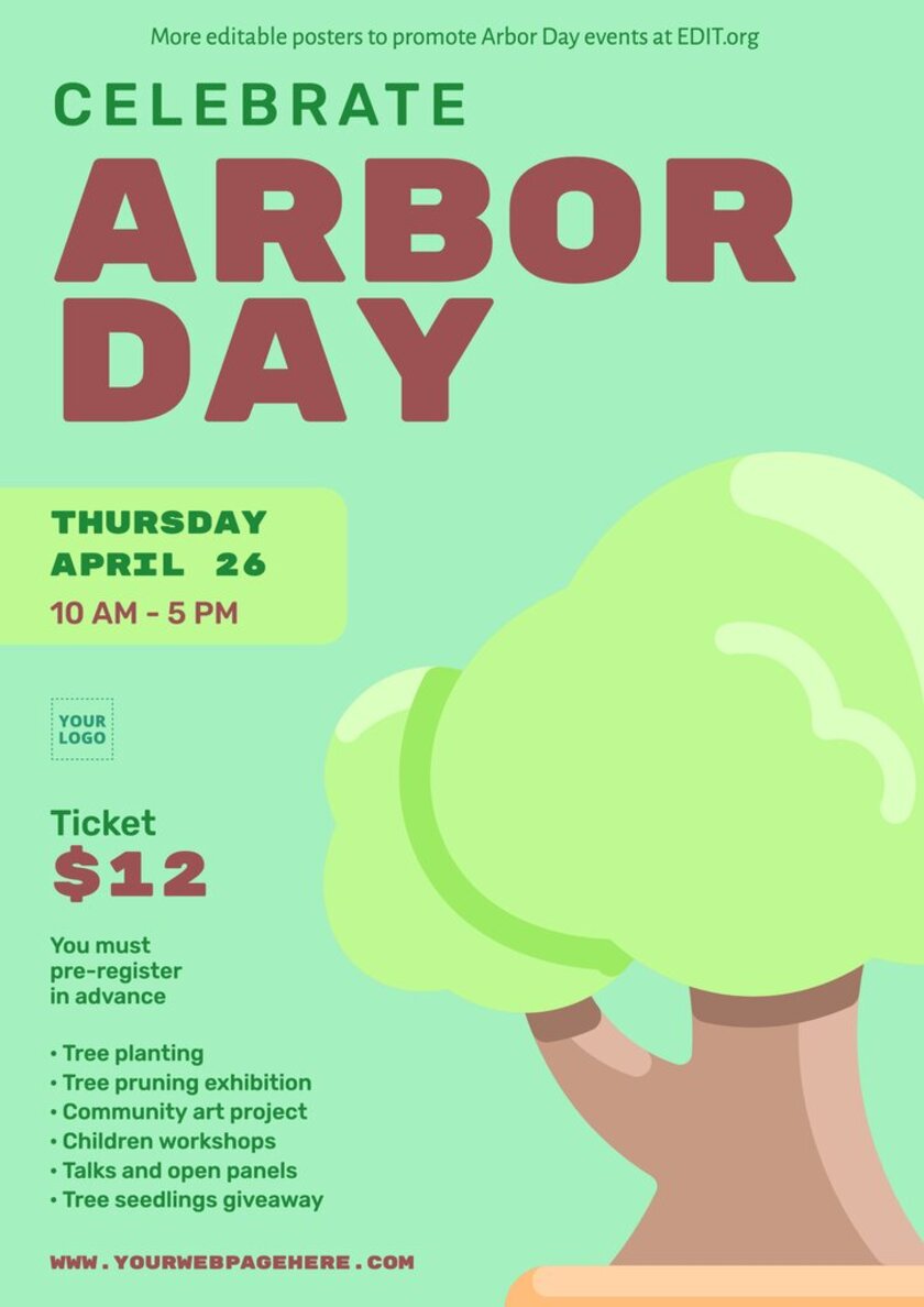 Editable poster for Arbor Day events
