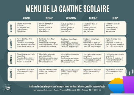 Créez des menus scolaires gratuits en ligne