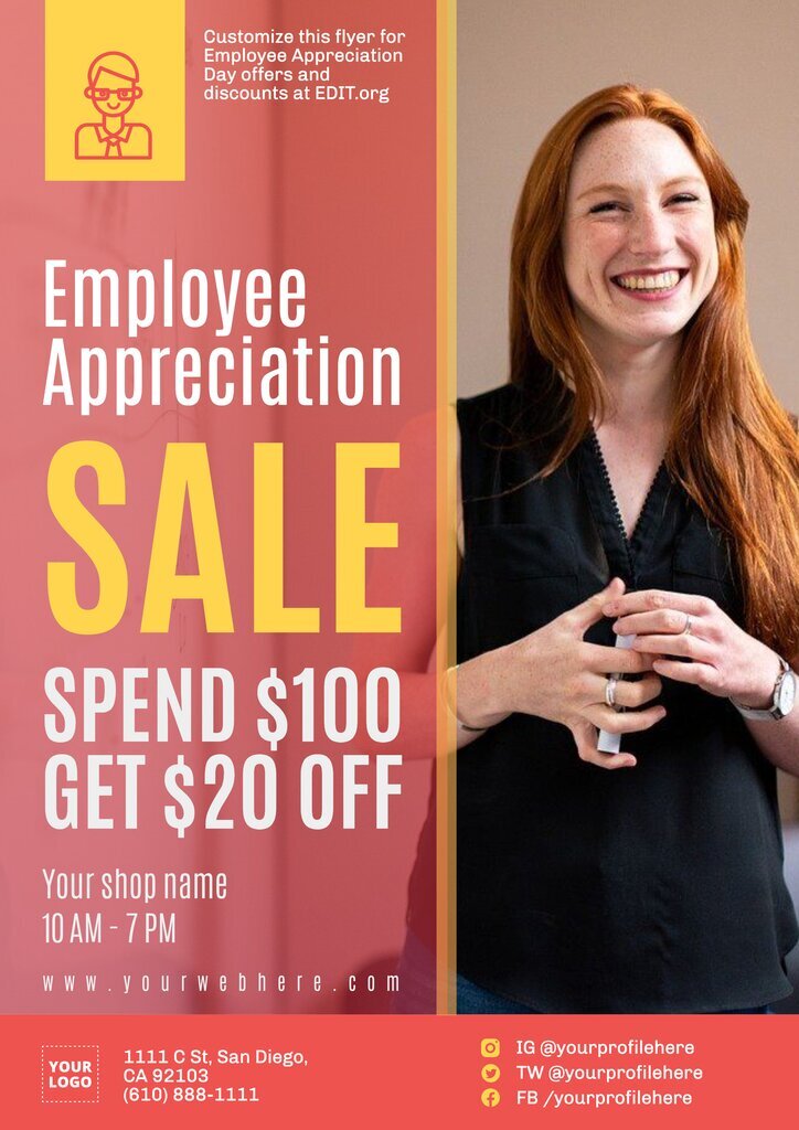 Customizable Employee Appreciation Day poster for discounts