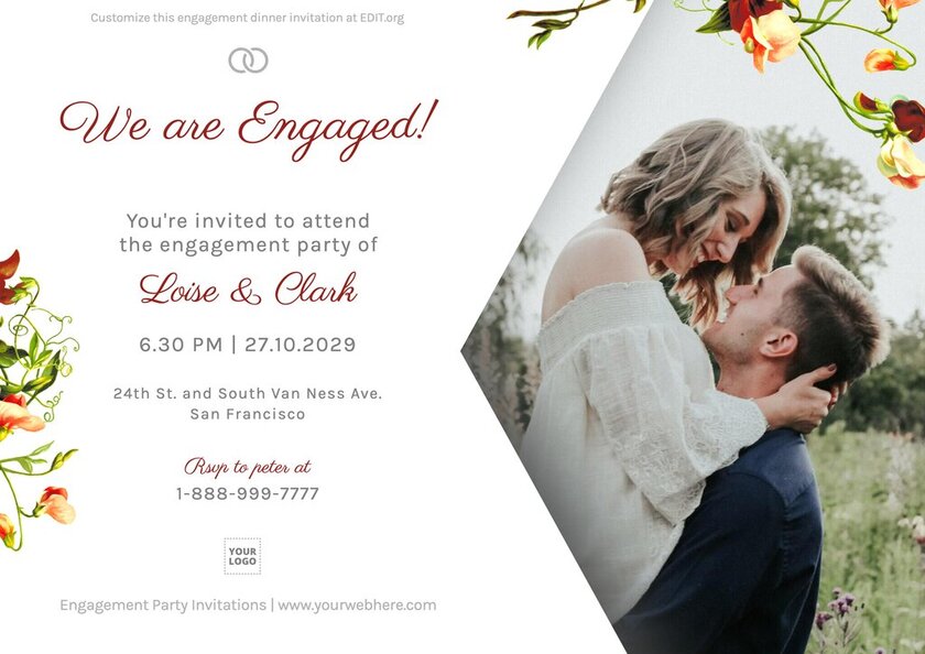 Customizable engagement party invitation cards