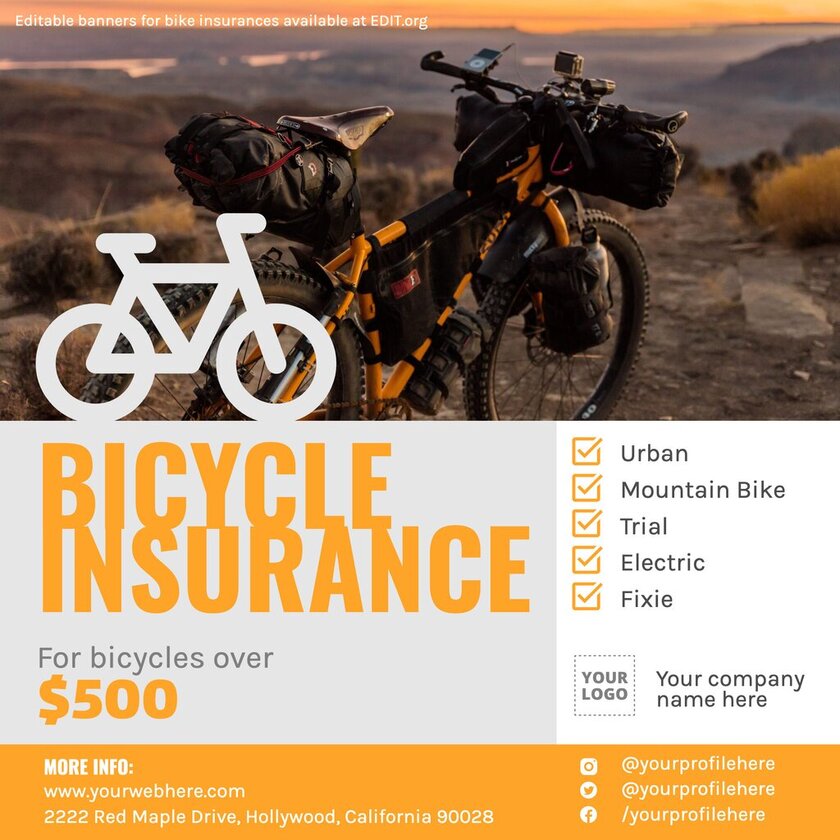 Editable bike insurance banners