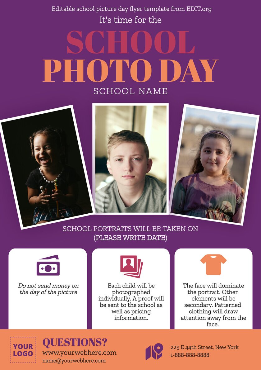 Customizable Picture Day elementary school poster