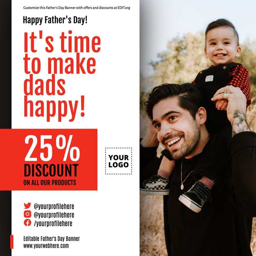 Editable Father's Day banners for discounts