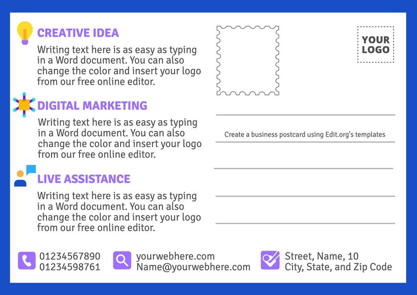 Editable postcard size templates for companies to edit online