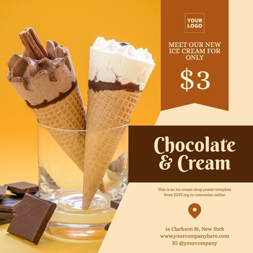 Ice cream flyer template for ice cream parlors