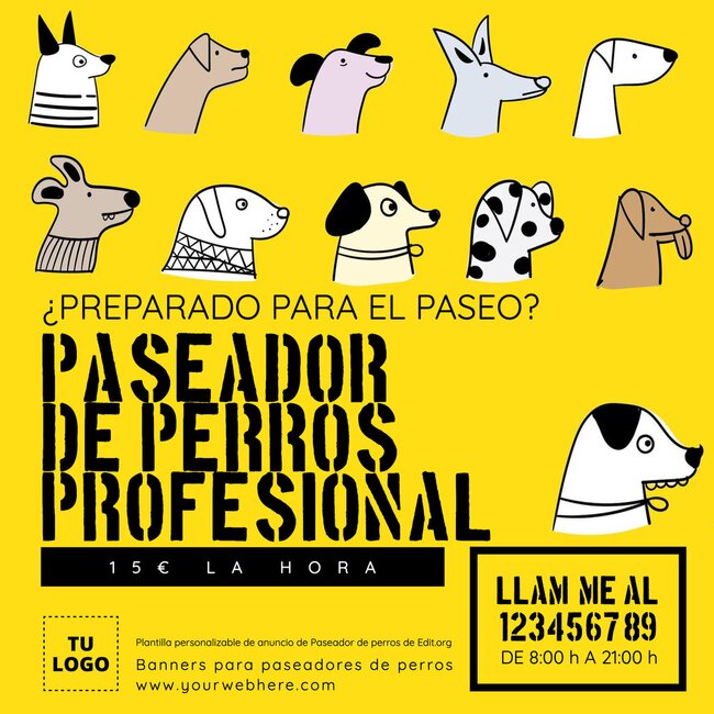 Flyers De Paseador De Perros Para Editar